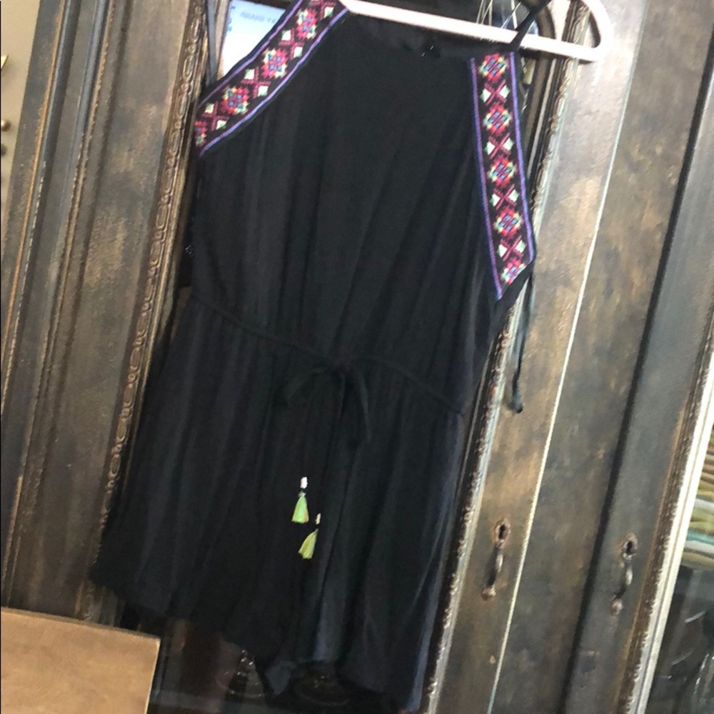 Black romper with Aztec detail